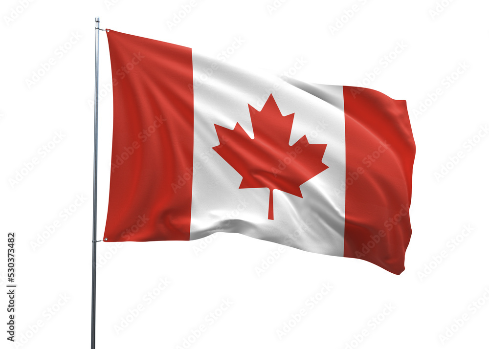 Canada Waving Flag, 3d Flag illustration, Canada National Flag with a white isolated background Canada Waving Flag, 3d Flag illustration, Canada National Flag with a white isolated background