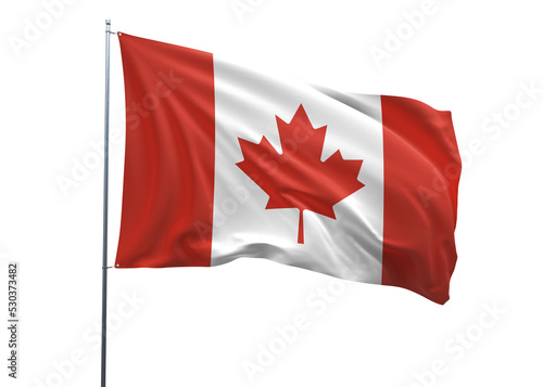 Canada Waving Flag, 3d Flag illustration, Canada National Flag with a white isolated background