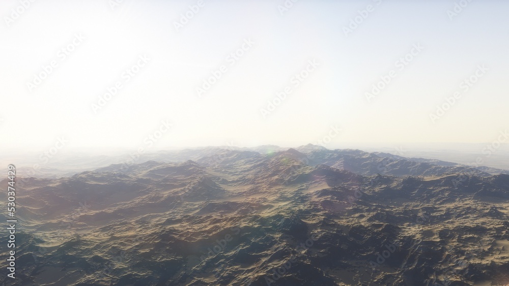 Mars like red planet, with arid landscape, rocky hills and mountains, for space exploration and science fiction backgrounds.
Mars like red planet, with arid landscape, rocky hills and mountains, for space exploration and science fiction backgrounds.