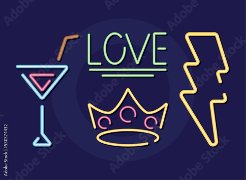 neon love and crown