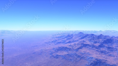 landscape on planet Mars, scenic desert scene on the red planet 