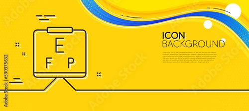 Vision board line icon. Abstract yellow background. Oculist eye clinic sign. Optometry symbol. Minimal vision board line icon. Wave banner concept. Vector