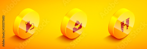 Set Isometric Winter warm boot, Iceberg and Binoculars icon. Vector