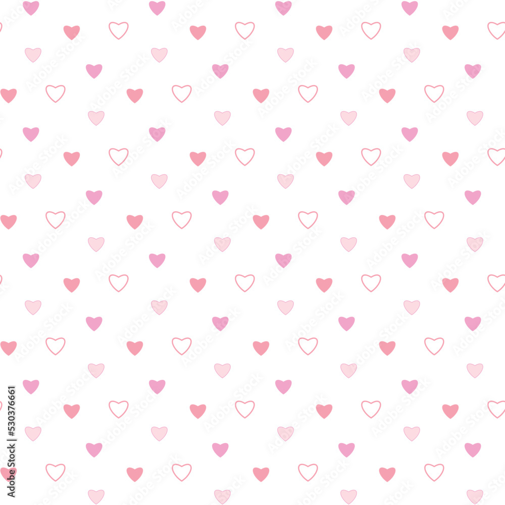 Seamless Pattern with Heart Design on White Background