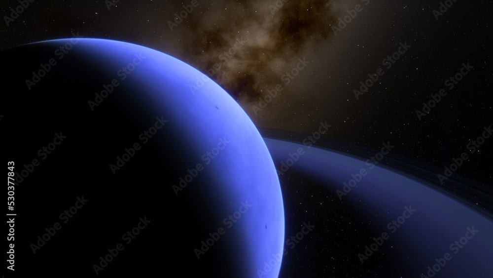 Fototapeta premium super-earth planet, realistic exoplanet, planet suitable for colonization, earth-like planet in far space, planets background 3d render 