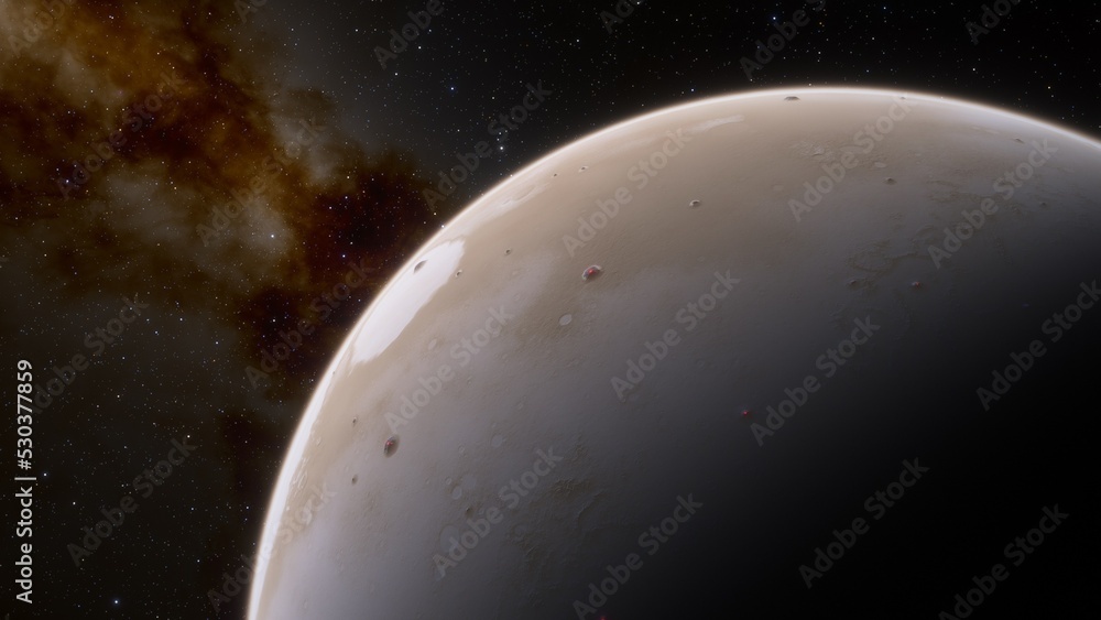 Obraz premium super-earth planet, realistic exoplanet, planet suitable for colonization, earth-like planet in far space, planets background 3d render 