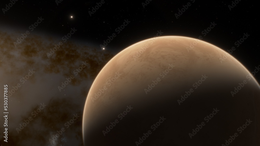 Naklejka premium super-earth planet, realistic exoplanet, planet suitable for colonization, earth-like planet in far space, planets background 3d render 