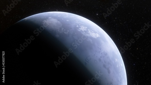 super-earth planet  realistic exoplanet  planet suitable for colonization  earth-like planet in far space  planets background 3d render 