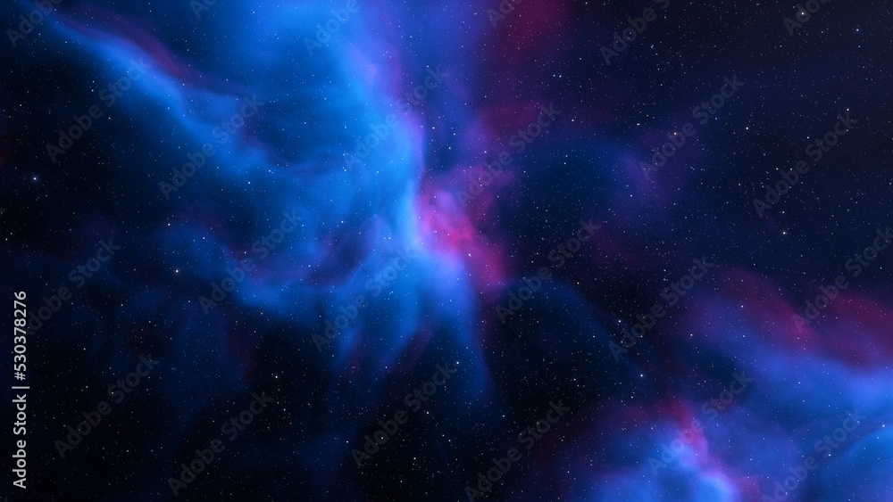 Fototapeta premium Deep space nebula with stars. Bright and vibrant Multicolor Starfield Infinite space outer space background with nebulas and stars. Star clusters, nebula outer space background 3d render 