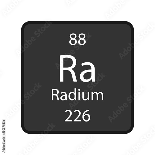 Radium symbol. Chemical element of the periodic table. Vector illustration.