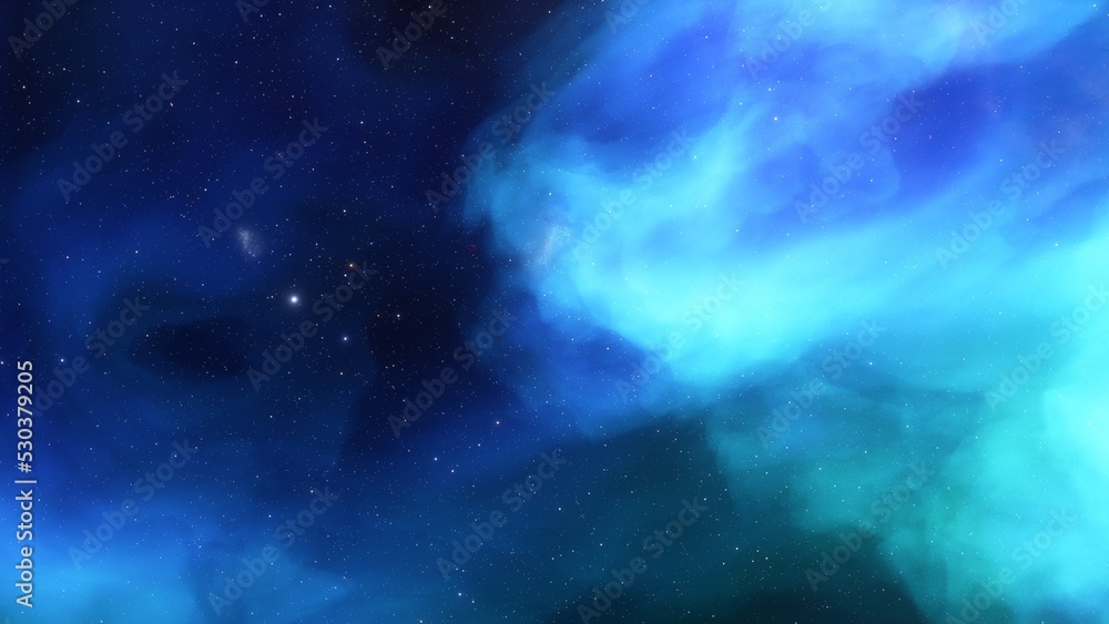 Obraz premium Cosmic background with a blue purple nebula and stars 
