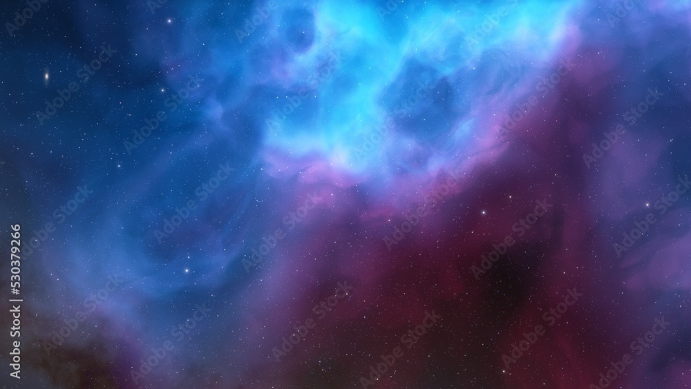 Fototapeta premium bright nebula, nebula in space, majestic red-purple nebula, beautiful space background 3D render 