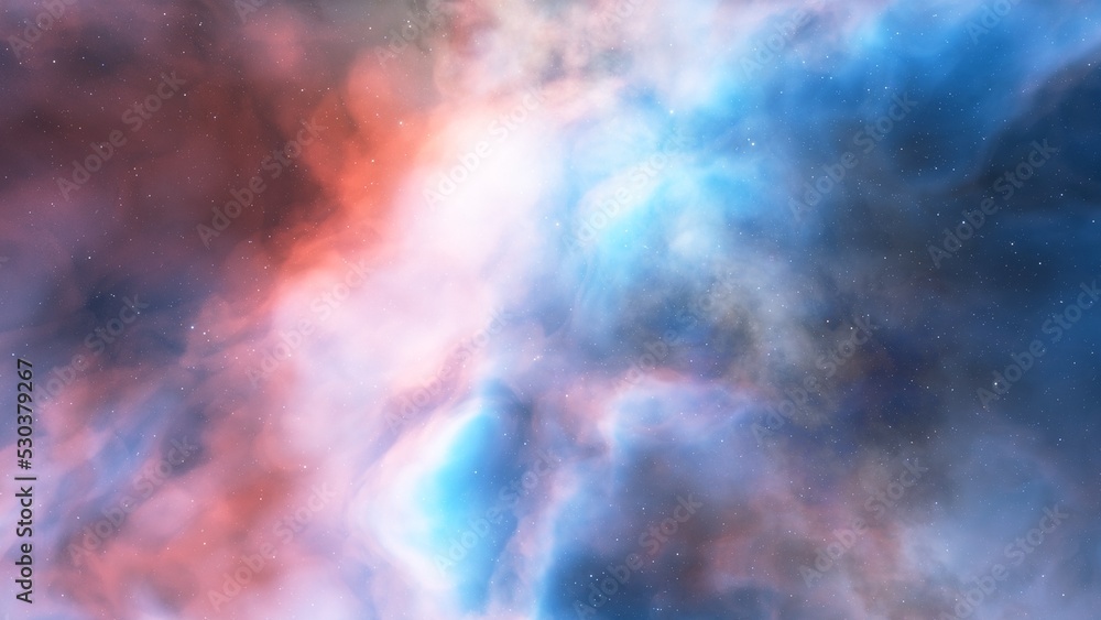 Fototapeta premium bright nebula, nebula in space, majestic red-purple nebula, beautiful space background 3D render 