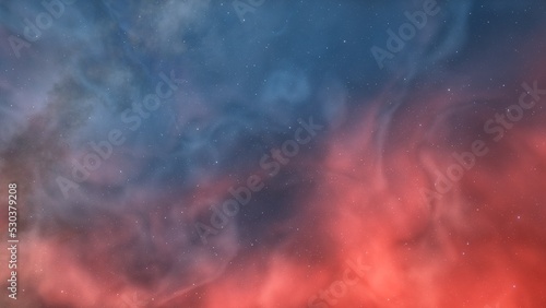 Cosmic background with a blue purple nebula and stars 