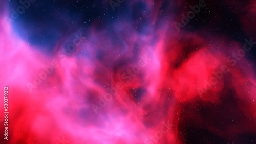 Cosmic background with a blue purple nebula and stars 