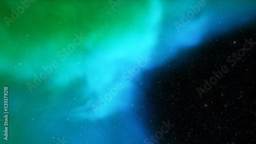 Cosmic background with a blue purple nebula and stars 