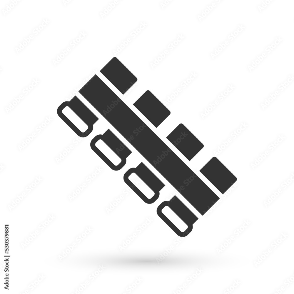 Grey Hunting cartridge belt with cartridges icon isolated on white background. Bandolier sign. Hunter equipment, armament. Vector Grey Hunting cartridge belt with cartridges icon isolated on white background. Bandolier sign. Hunter equipment, armament. Vector