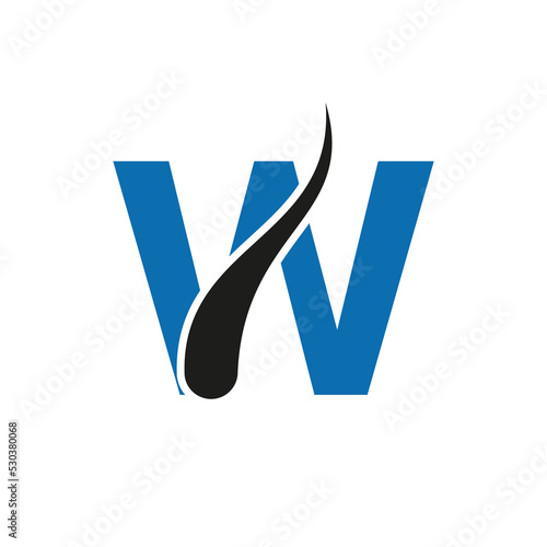 Letter W Hair Treatment Logo, Hair Transplantation Logo Design Vector Template