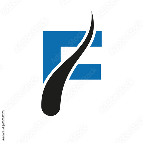 Letter F Hair Treatment Logo, Hair Transplantation Logo Design Vector Template