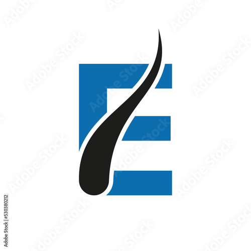 Letter E Hair Treatment Logo, Hair Transplantation Logo Design Vector Template