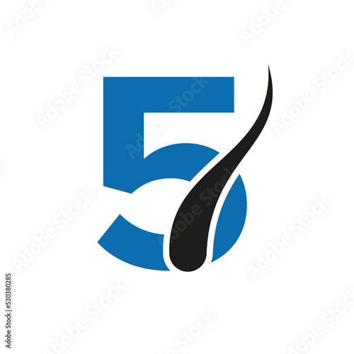 Letter 5 Hair Treatment Logo, Hair Transplantation Logo Design Vector Template