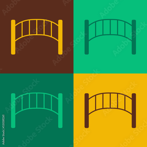 Pop art Playground kids bridge icon isolated on color background. Vector