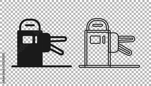 Black Turnstile icon isolated on transparent background. Vector