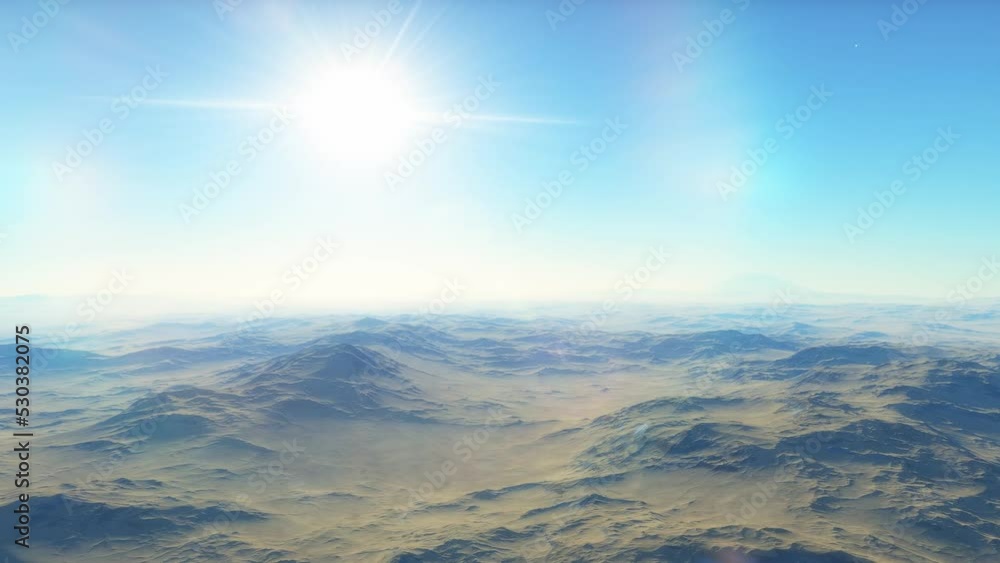 Aerial fly over martian red planet landscape
Aerial fly over martian red planet landscape