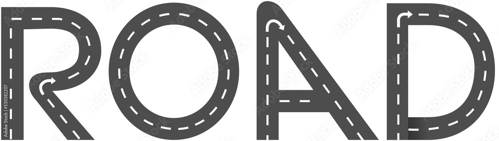 Road word, Road & Street Alphabet letter. travel concept, png.