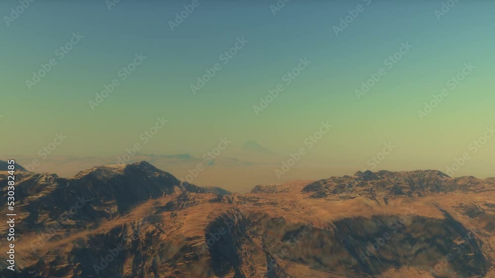 Aerial fly over martian red planet landscape
Aerial fly over martian red planet landscape