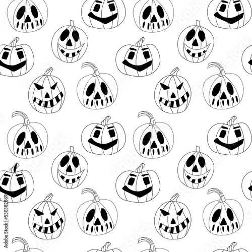 Seamless black and white Halloween pattern.