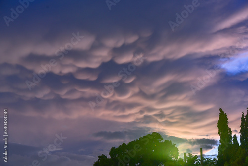 Image of arcus clouds in the sky, Bangkok, Thailand, evening, after the rain. photo