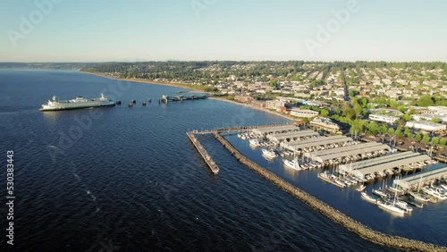 Beautiful Edmonds Washington Waterfront Aerial View photo