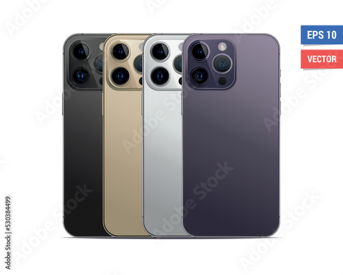 Realistic vector flat Apple iPhone 14 Pro Max back mock-up isolated on white background. Scale image any resolution