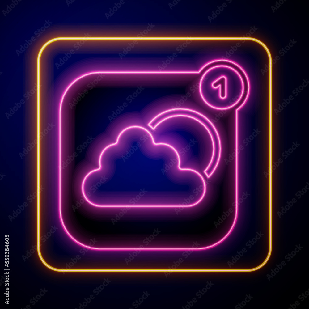 Glowing neon Weather forecast app icon isolated on black background. Vector Glowing neon Weather forecast app icon isolated on black background. Vector