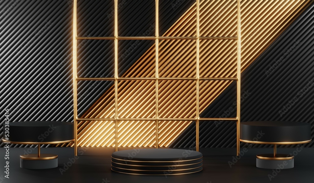 3D rendering of blank product background for cream cosmetics Modern black podium background 3D rendering of blank product background for cream cosmetics Modern black podium background