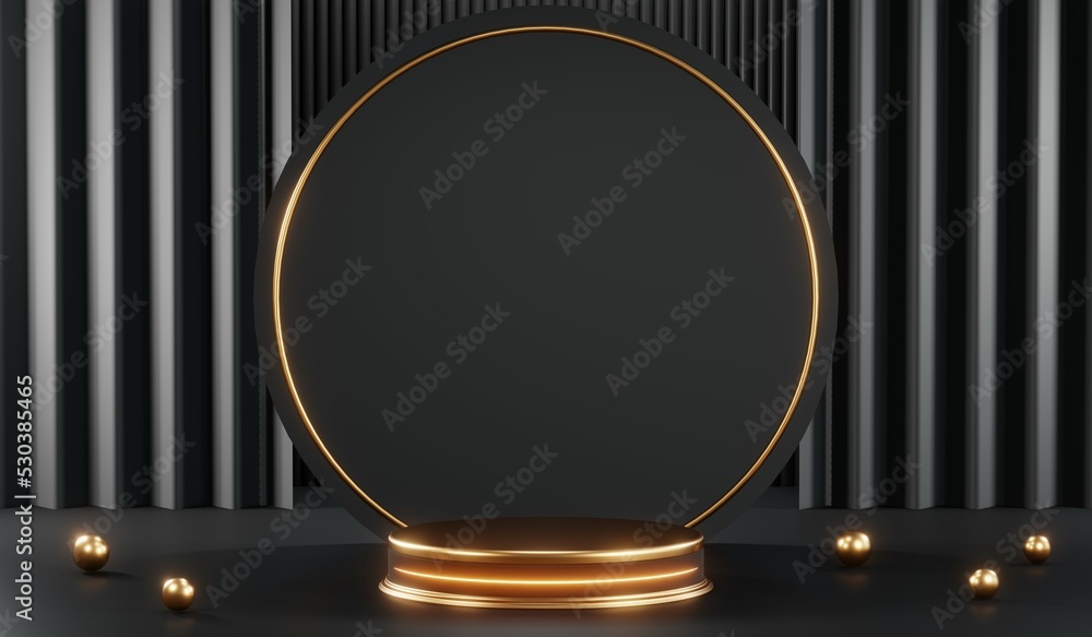 3D rendering of blank product background for cream cosmetics Modern black podium background 3D rendering of blank product background for cream cosmetics Modern black podium background