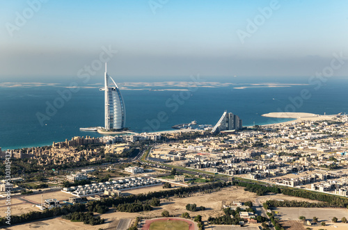 Vászonkép Aerial Burj Al Arab luxury Hotel complex UAE