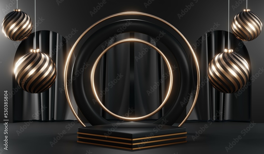 3D rendering of blank product background for cream cosmetics Modern black podium background 3D rendering of blank product background for cream cosmetics Modern black podium background