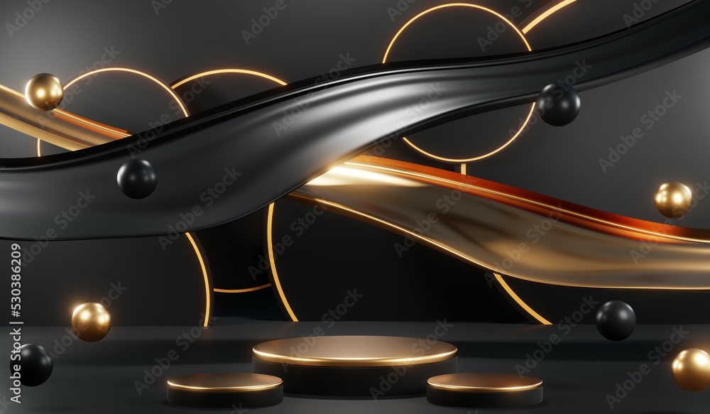 3D rendering of blank product background for cream cosmetics Modern black podium background 3D rendering of blank product background for cream cosmetics Modern black podium background