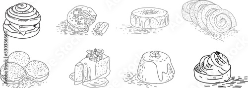 Hand drawn bakery products. Suitable for websites, Social media and layouts, Stickers, Banners, Art and collages, General use cases. png.
