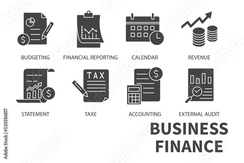 Business finance icons set . Business finance pack symbol vector elements for infographic web