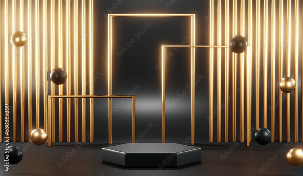 3D rendering of blank product background for cream cosmetics Modern black podium background 3D rendering of blank product background for cream cosmetics Modern black podium background