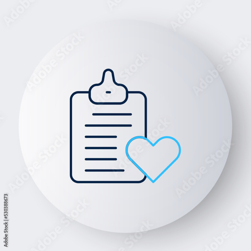 Line Medical clipboard with clinical record icon isolated on white background. Prescription, medical check marks report. Colorful outline concept. Vector