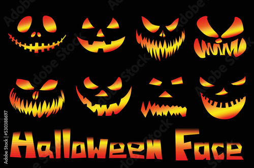 Scary spooky Halloween pumpkin faces