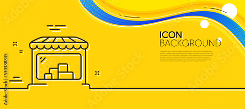 Market line icon. Abstract yellow background. Wholesale store sign. Retail marketplace symbol. Minimal market line icon. Wave banner concept. Vector