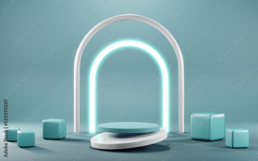 3D rendering of blank product background for cream cosmetics Modern blue pastel podium background 3D rendering of blank product background for cream cosmetics Modern blue pastel podium background