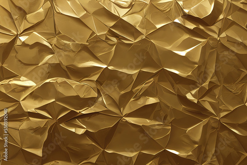 Gold texture background, abstract golden creased foil texture, 3d illustration