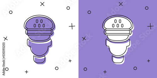 Set Taxi driver icon isolated on white and purple background. Vector