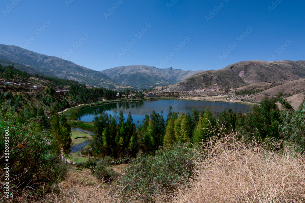 Cusco Peru Landscape lake blue sky